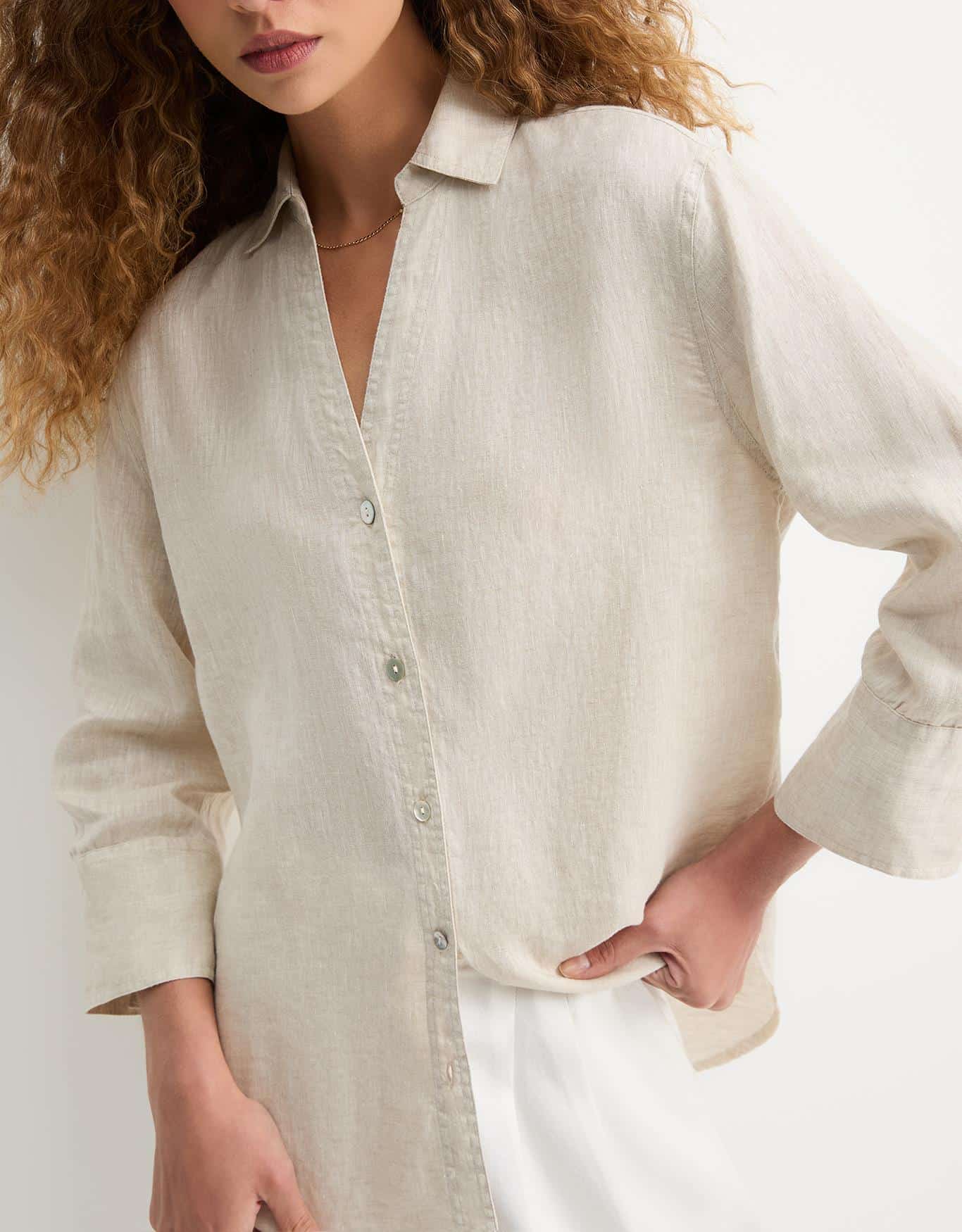 Camisa Linho Decote v