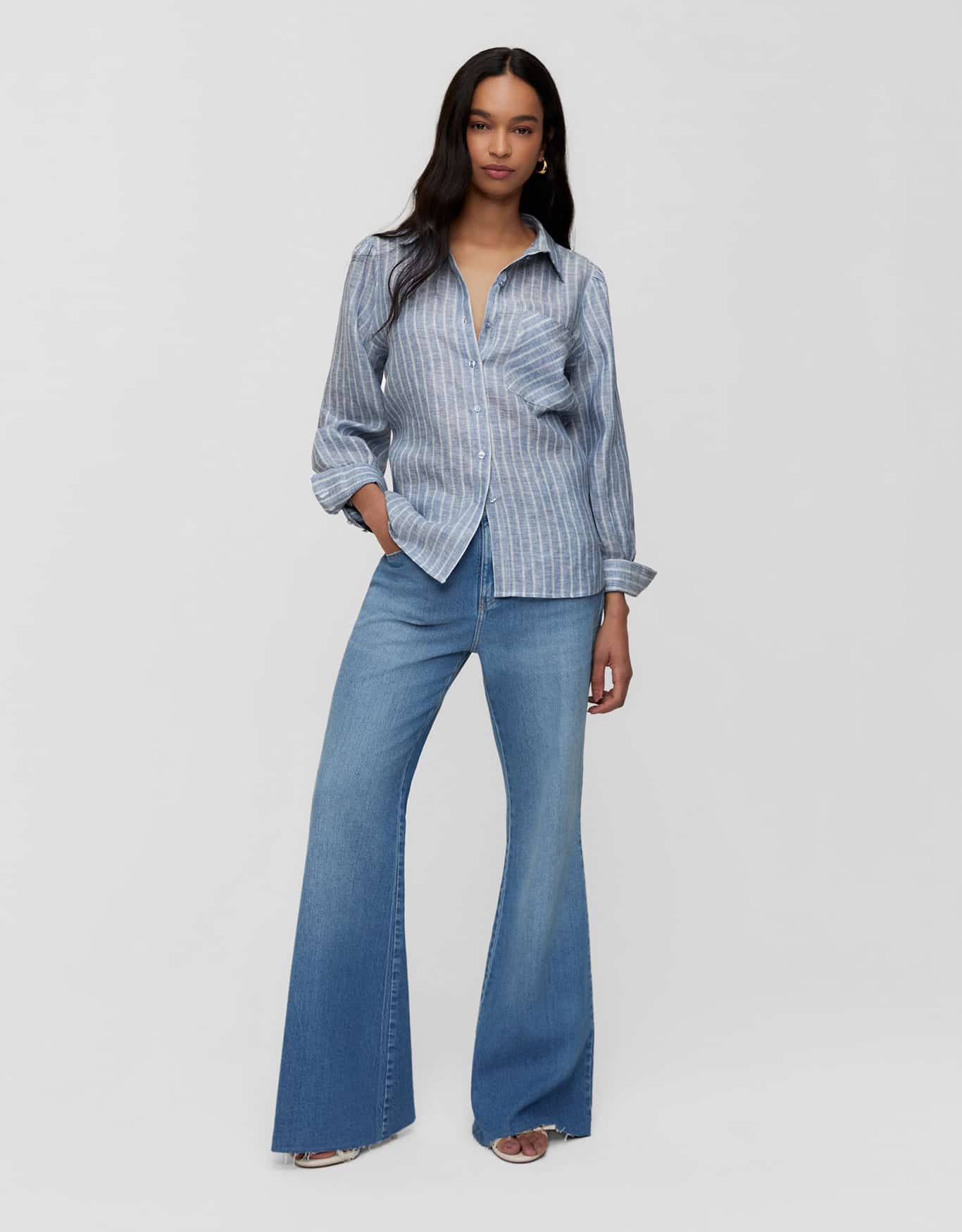 Camisa Linho Fio Tinto Azul