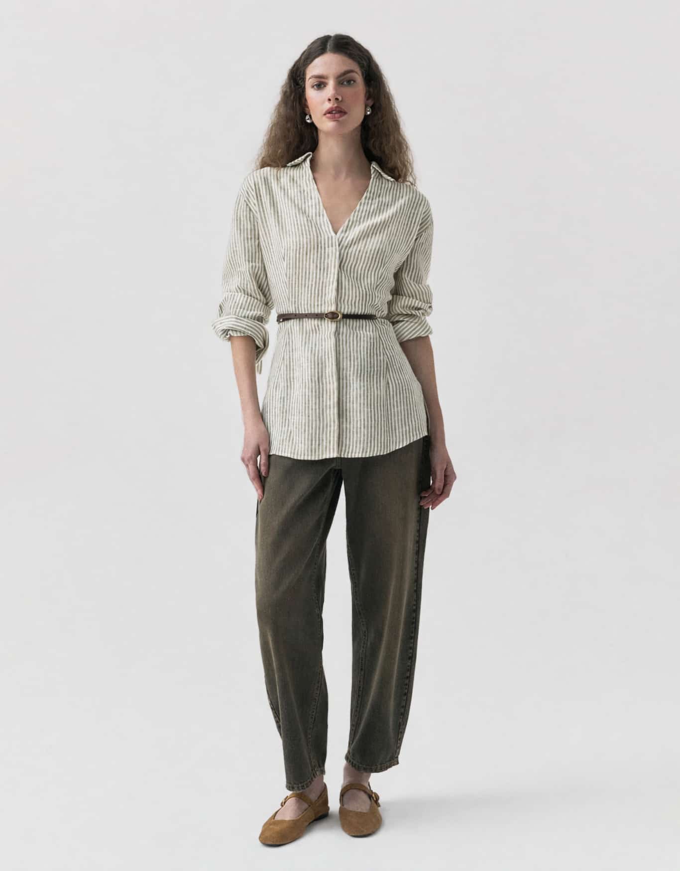 Camisa Linho Fio Tinto Verde