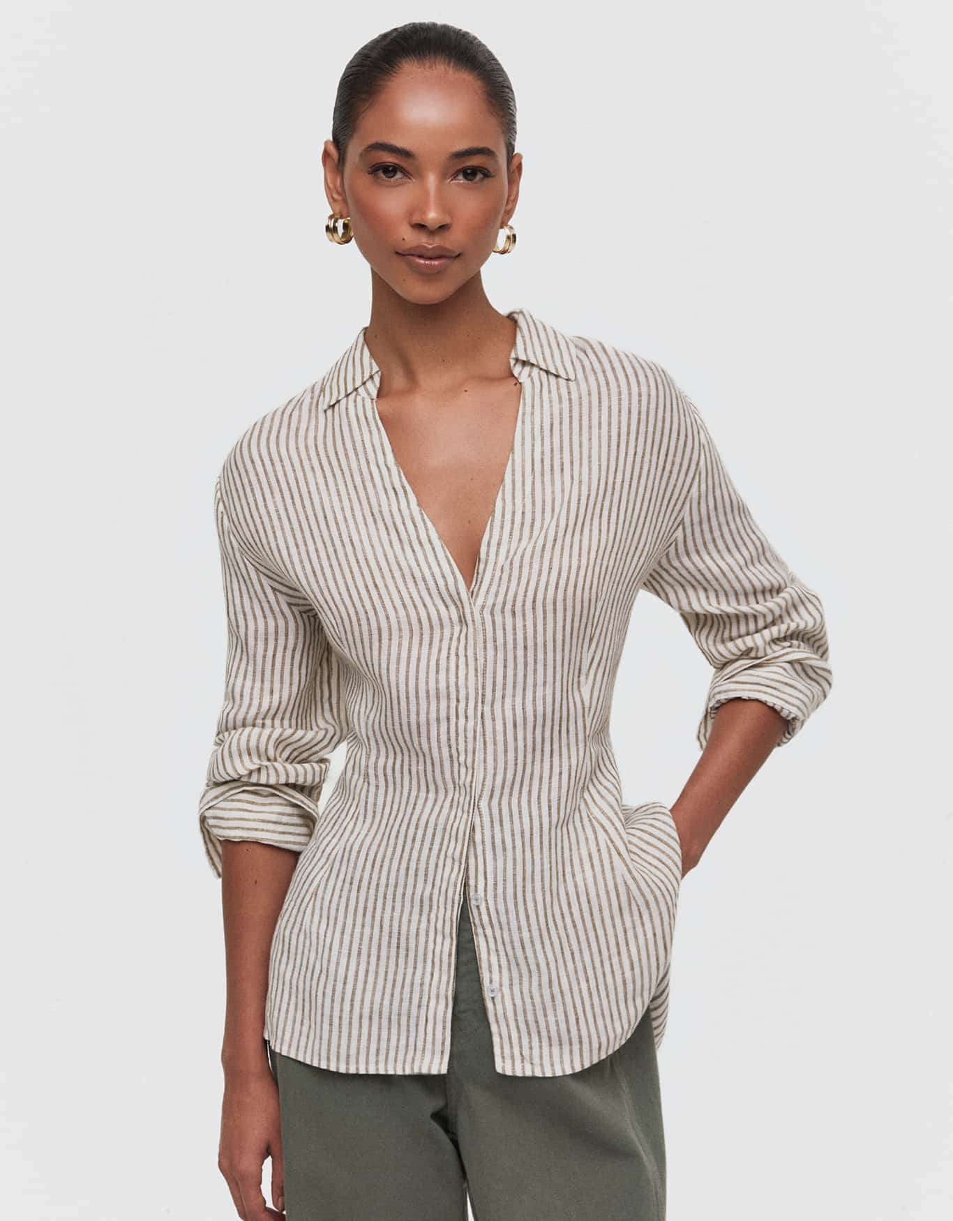 Camisa Linho Fio Tinto Verde