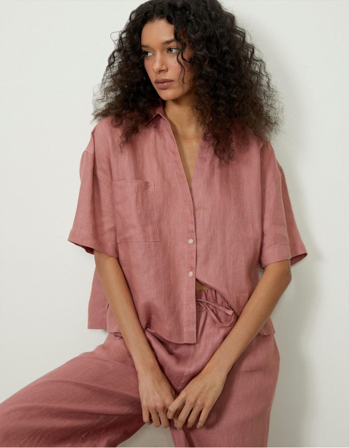 Camisa Linho Manga Curta