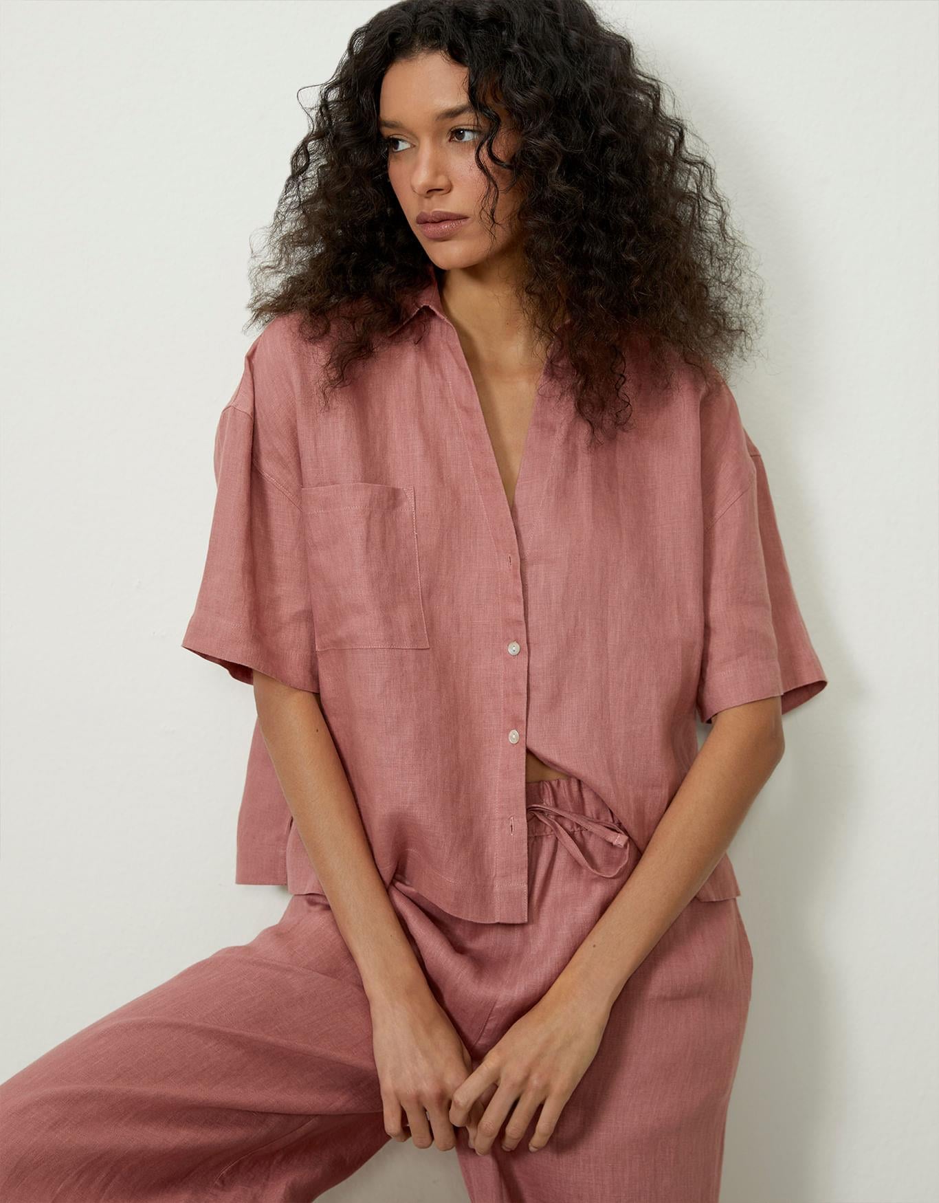 Camisa Linho Manga Curta