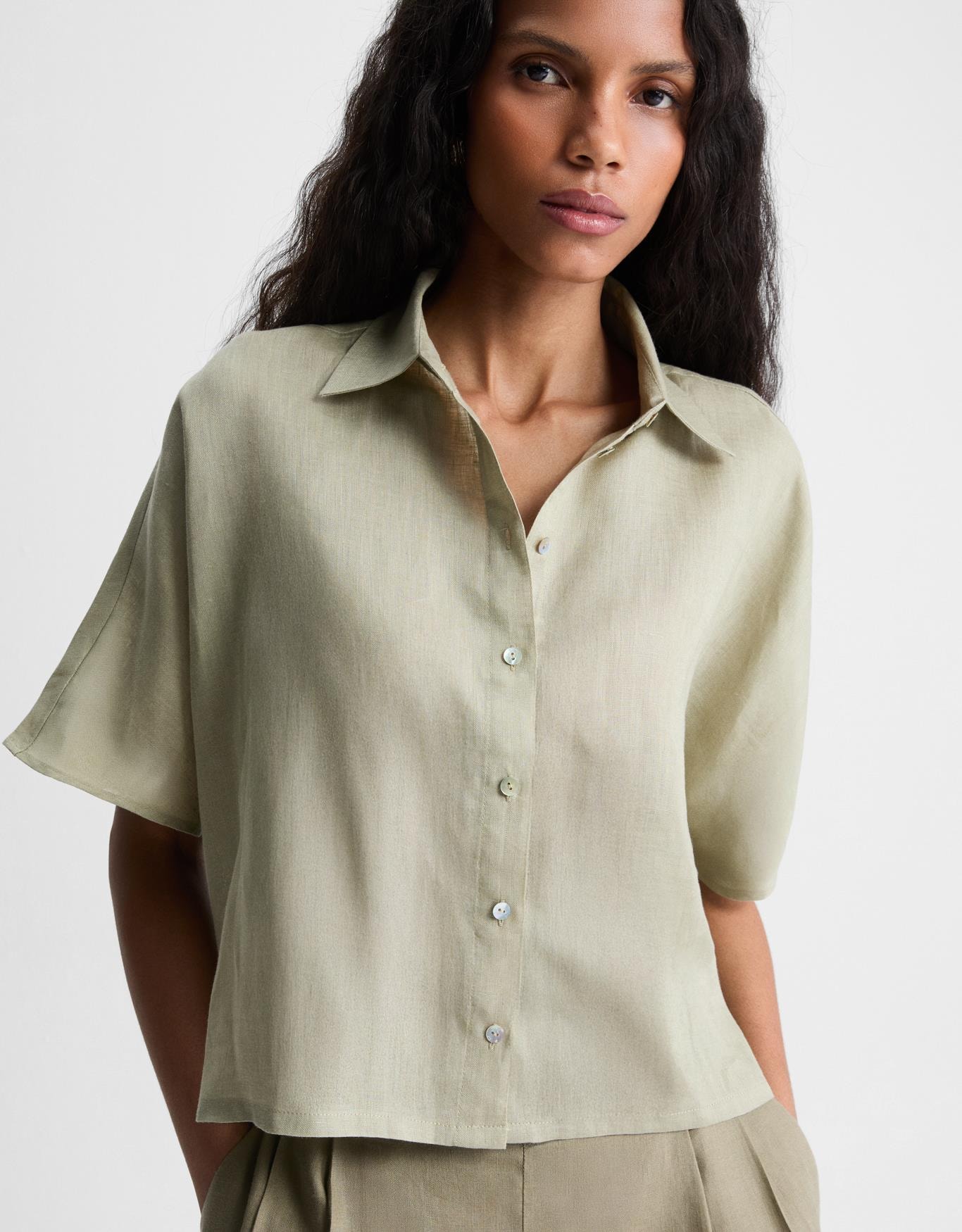 Camisa Linho Manga Curta