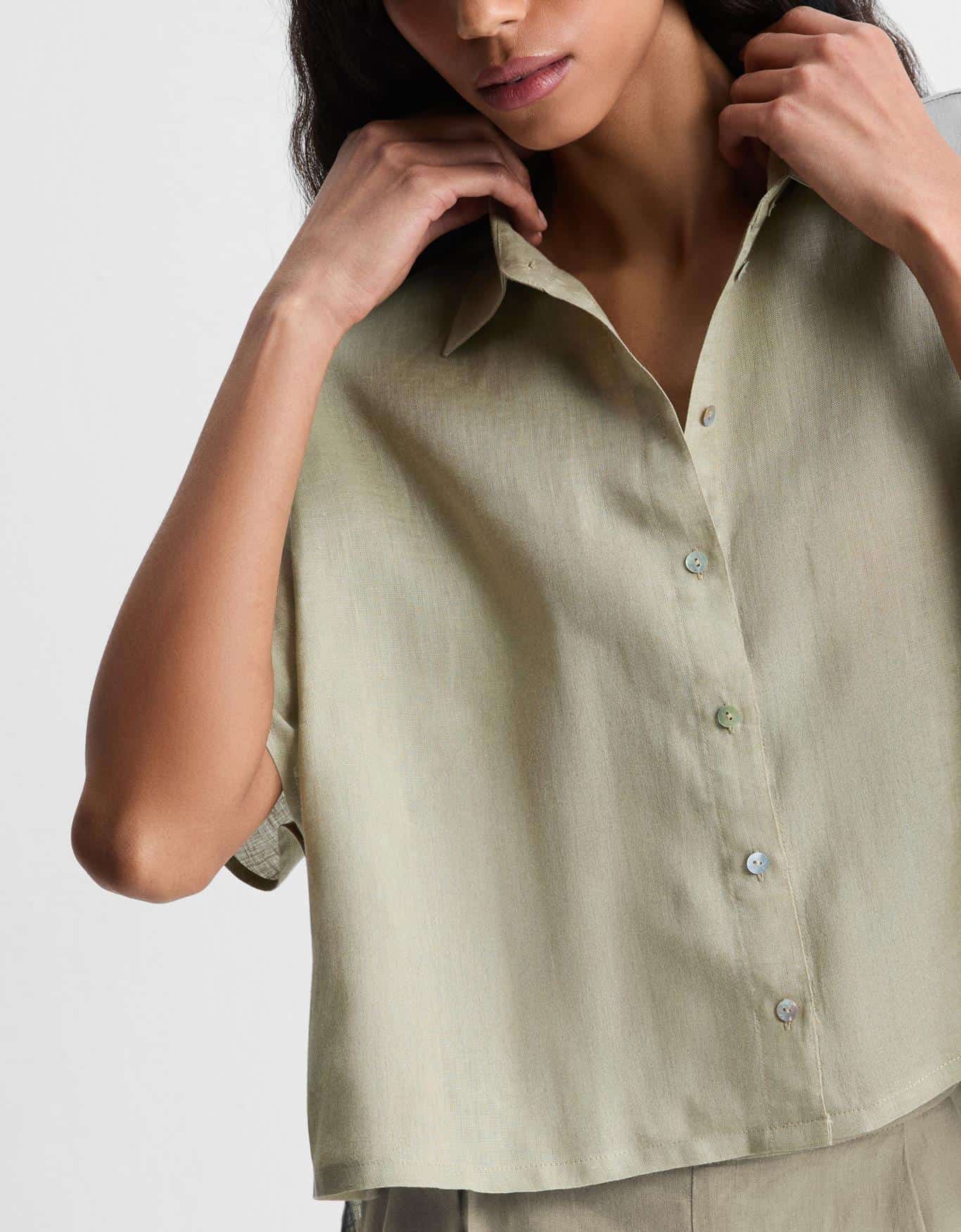 Camisa Linho Manga Curta