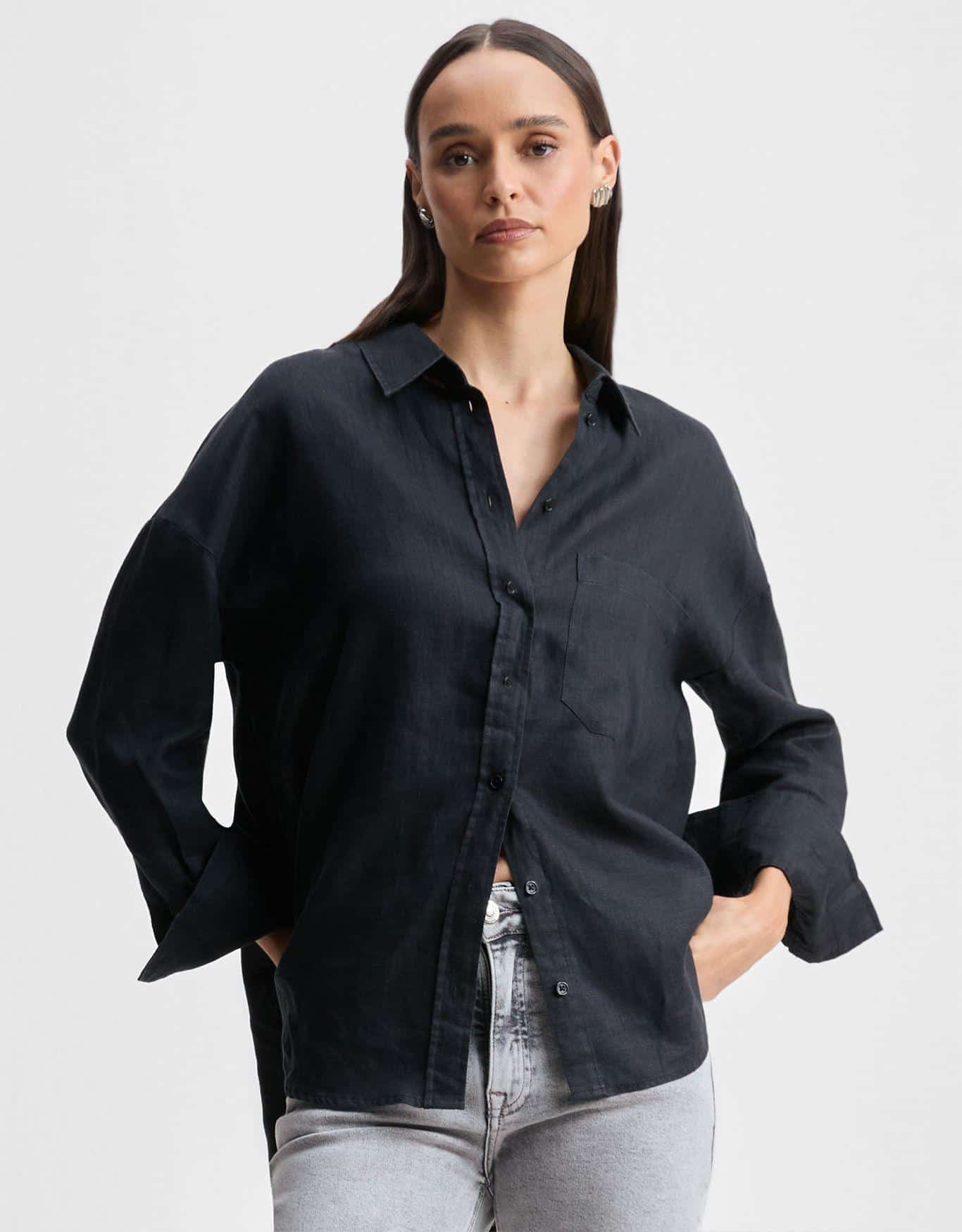 Camisa Linho Preta