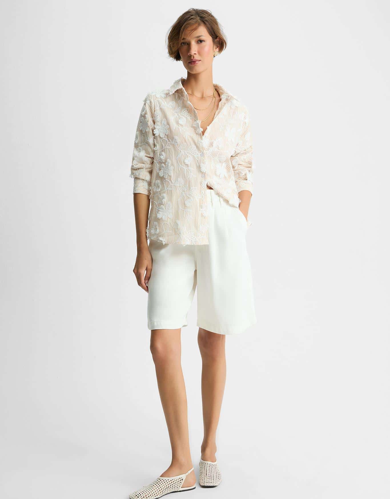 Camisa Listras Bordada