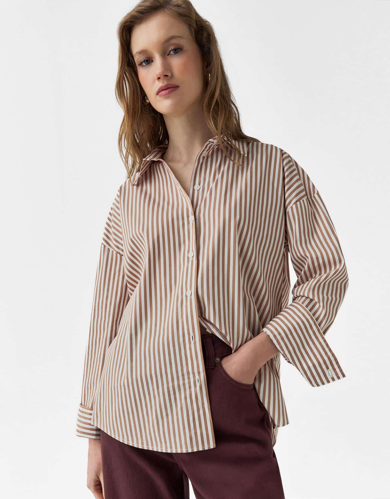 Camisa Listras Camel