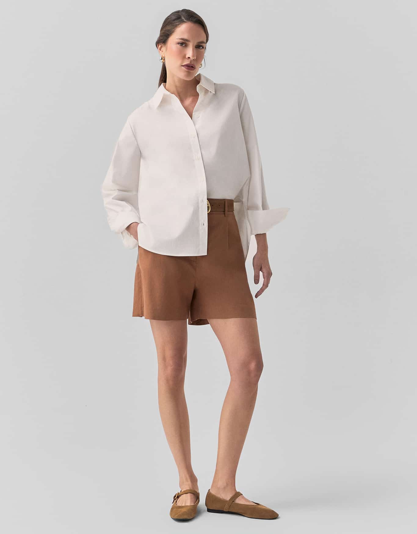 Camisa Reta Detalhe Franzidos