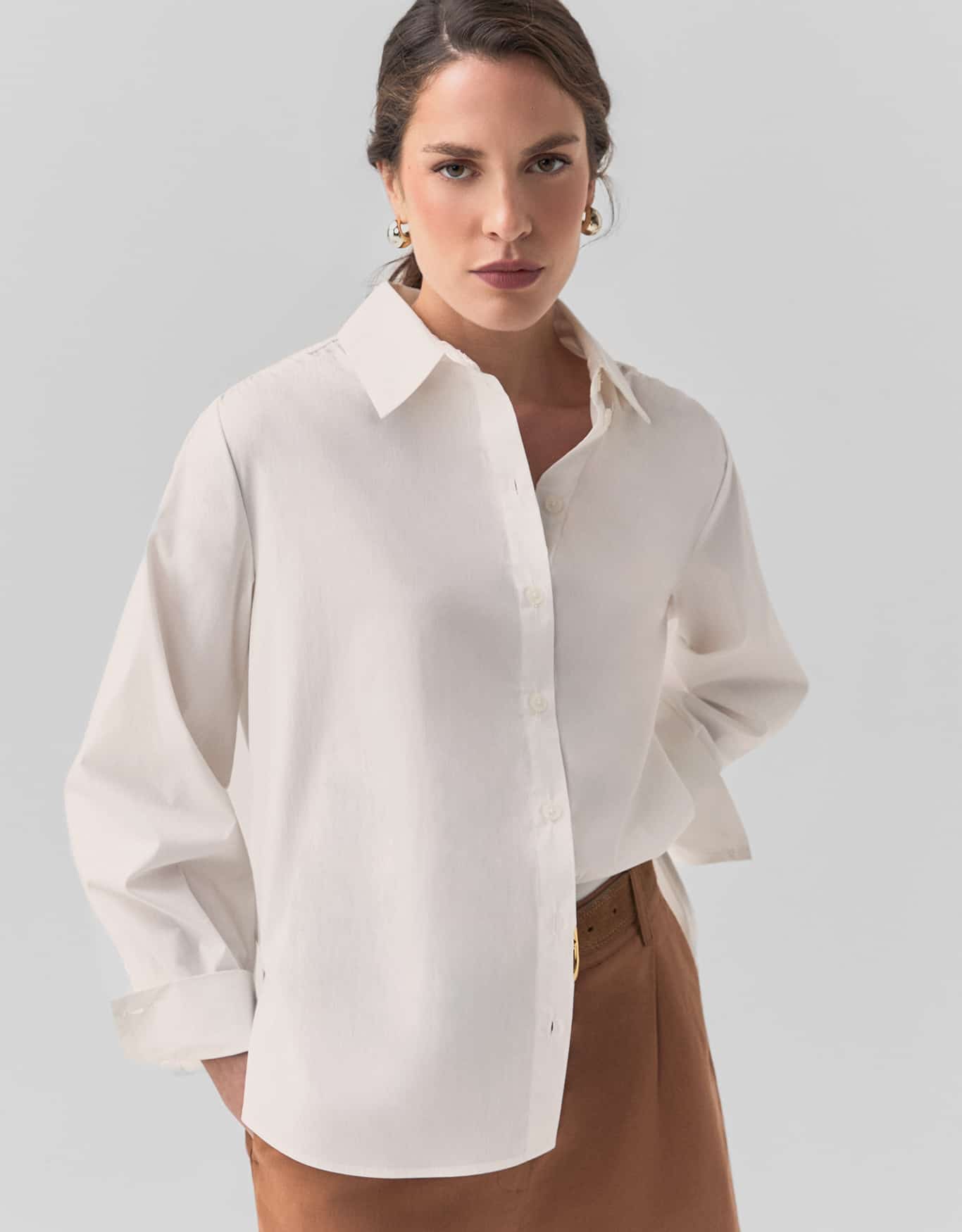 Camisa Reta Detalhe Franzidos