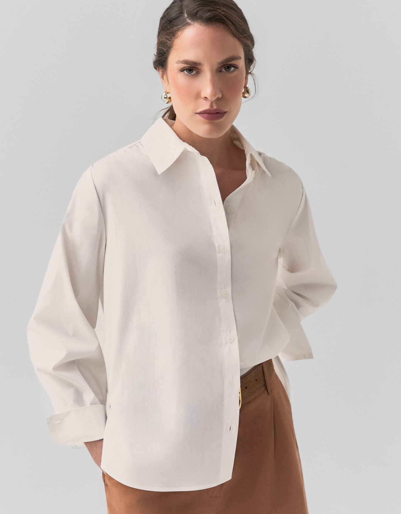 Camisa Reta Detalhe Franzidos