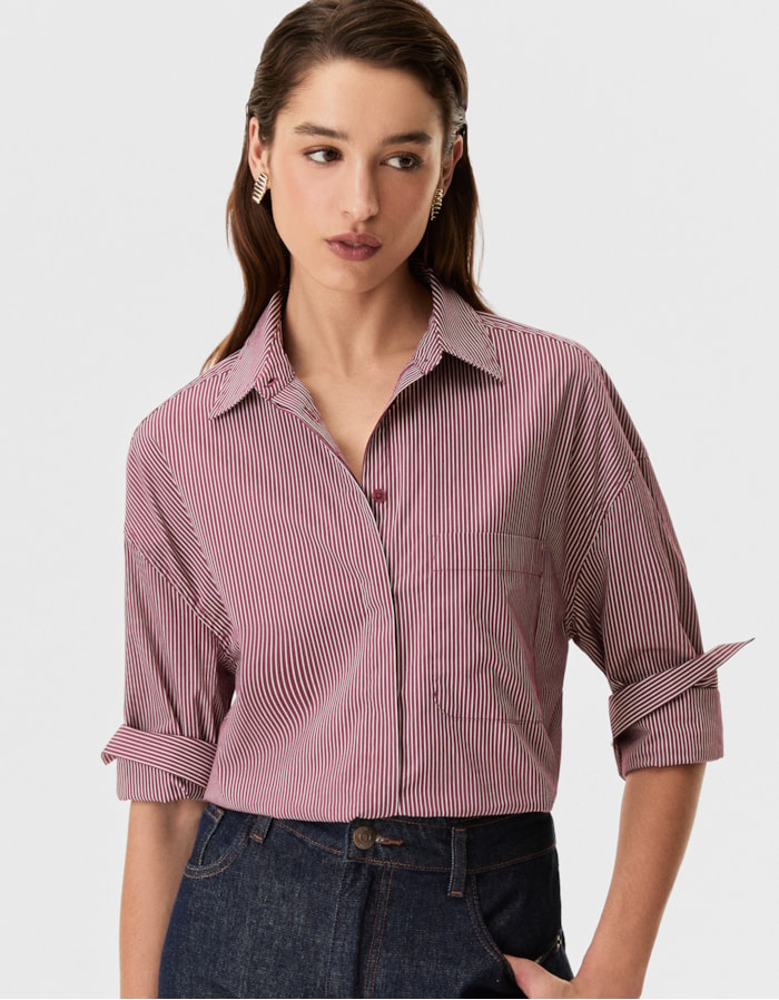Shoulder — Camisa Reta Listras Bordo