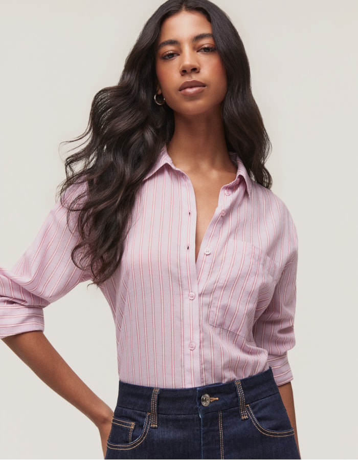 Shoulder — Camisa Voil Fio Tinto Lavanda