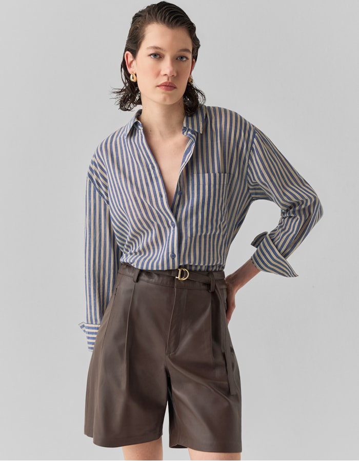 Shoulder — Camisa Voil Listras Navy