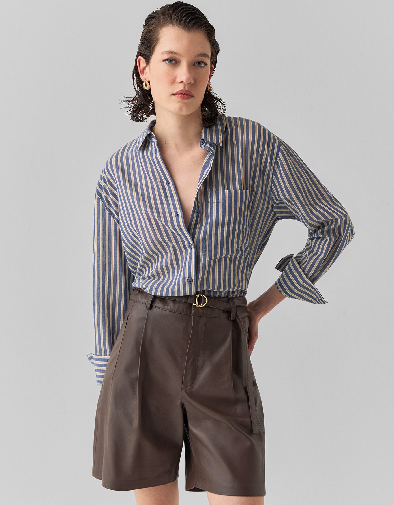 Camisa Voil Listras Navy