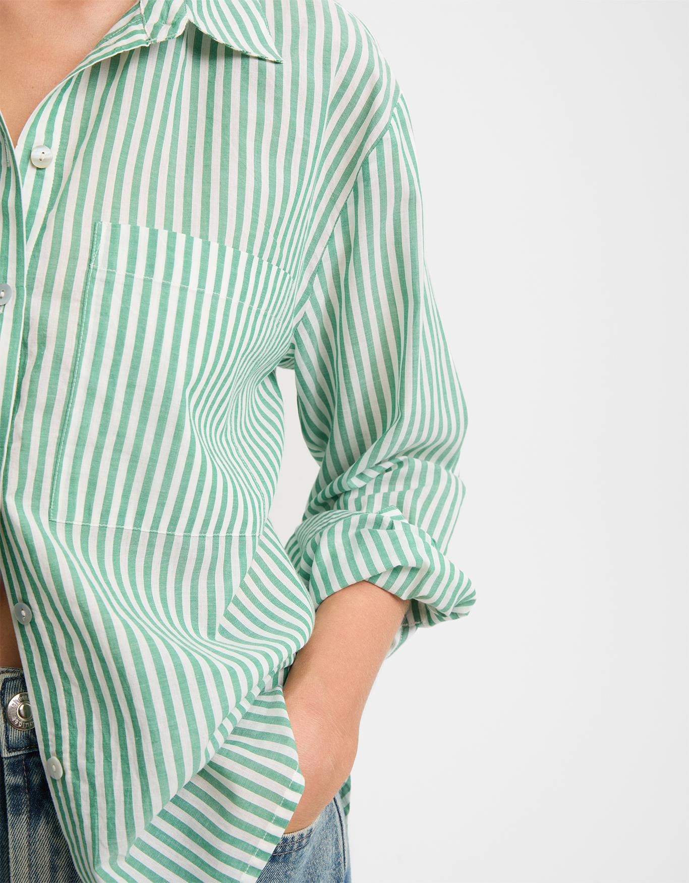 Camisa Voil Listras Verde