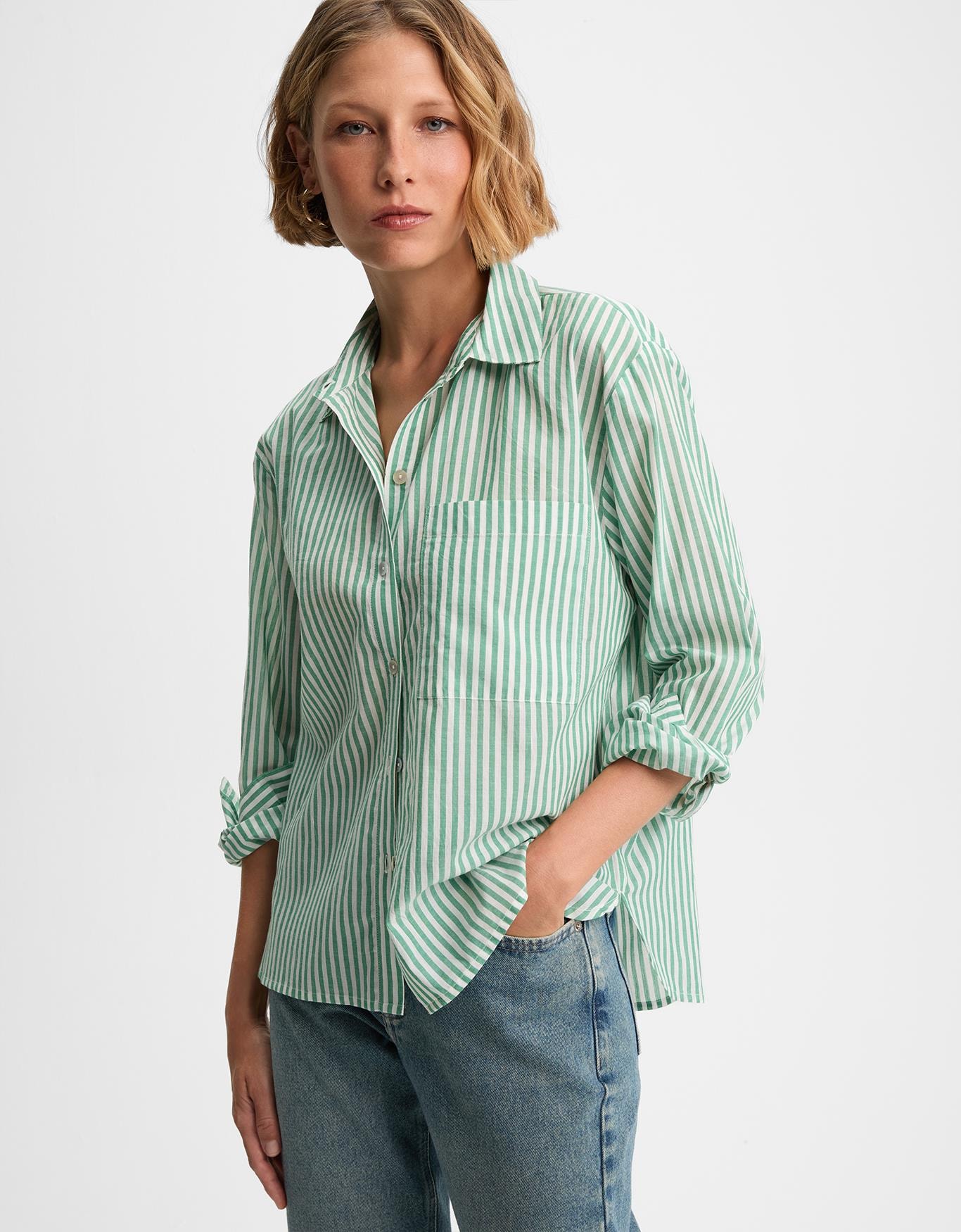 Camisa Voil Listras Verde