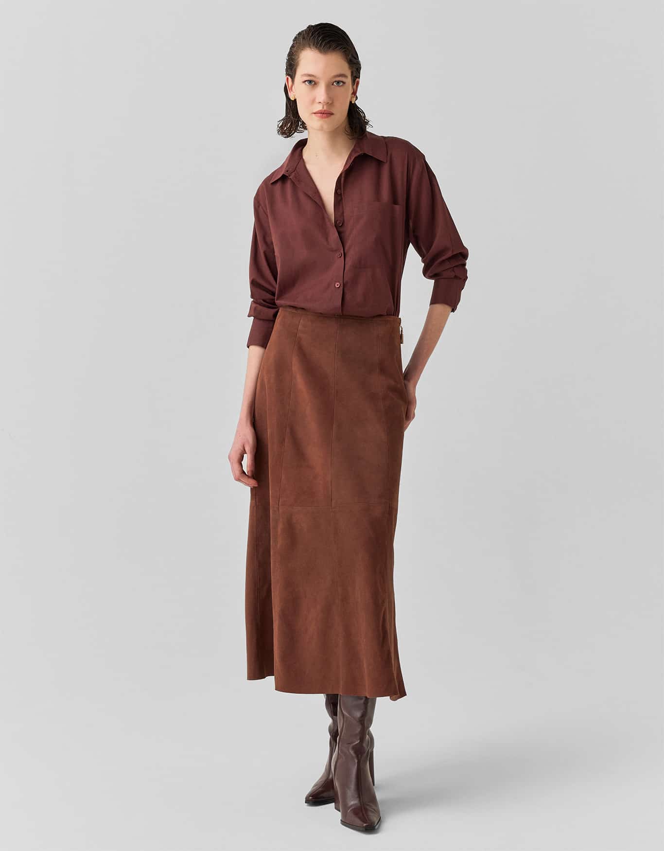 Camisa Voil Reta Marrom