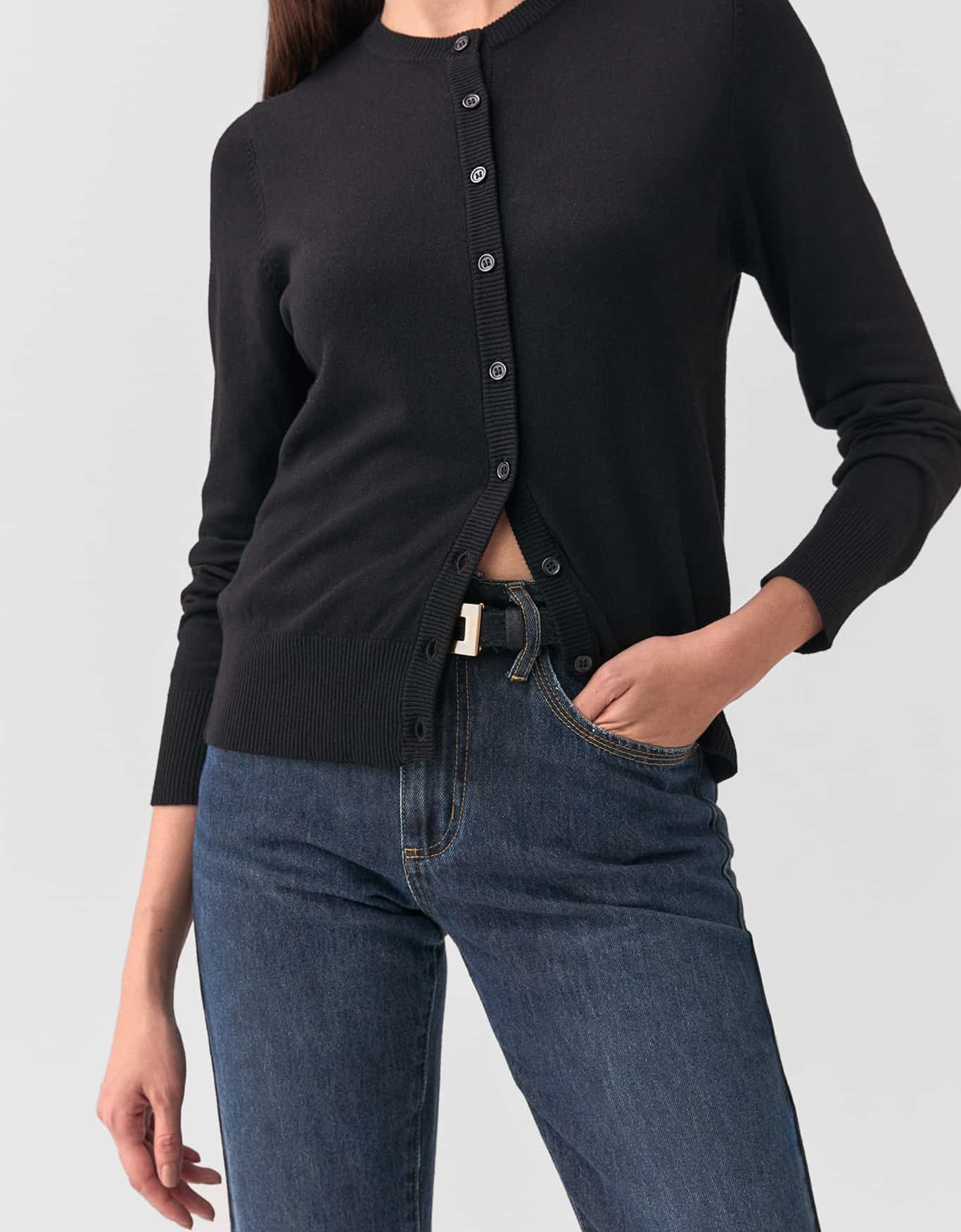 Cardigan Tricot Básico Botões