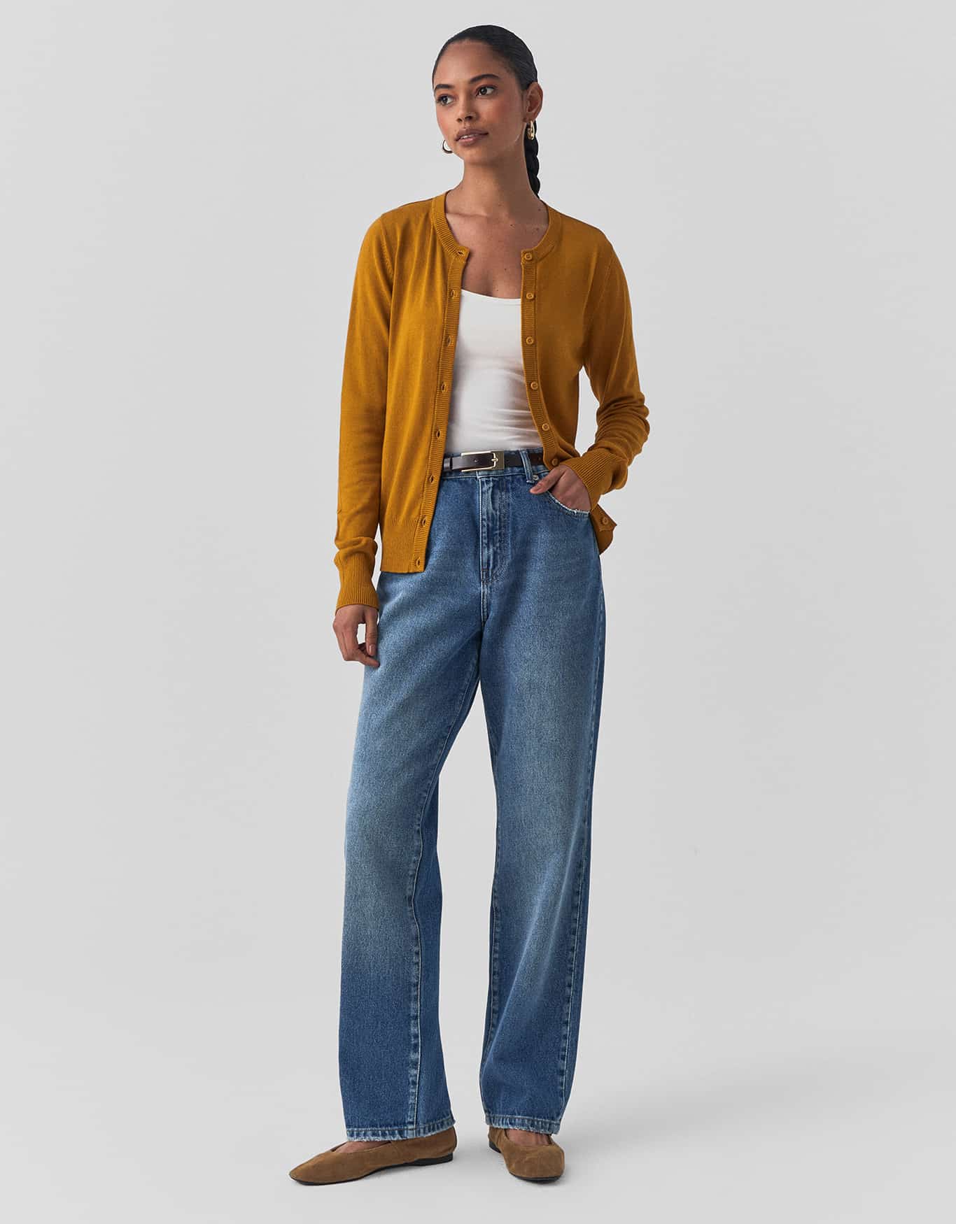 Cardigan Tricot Básico Botões