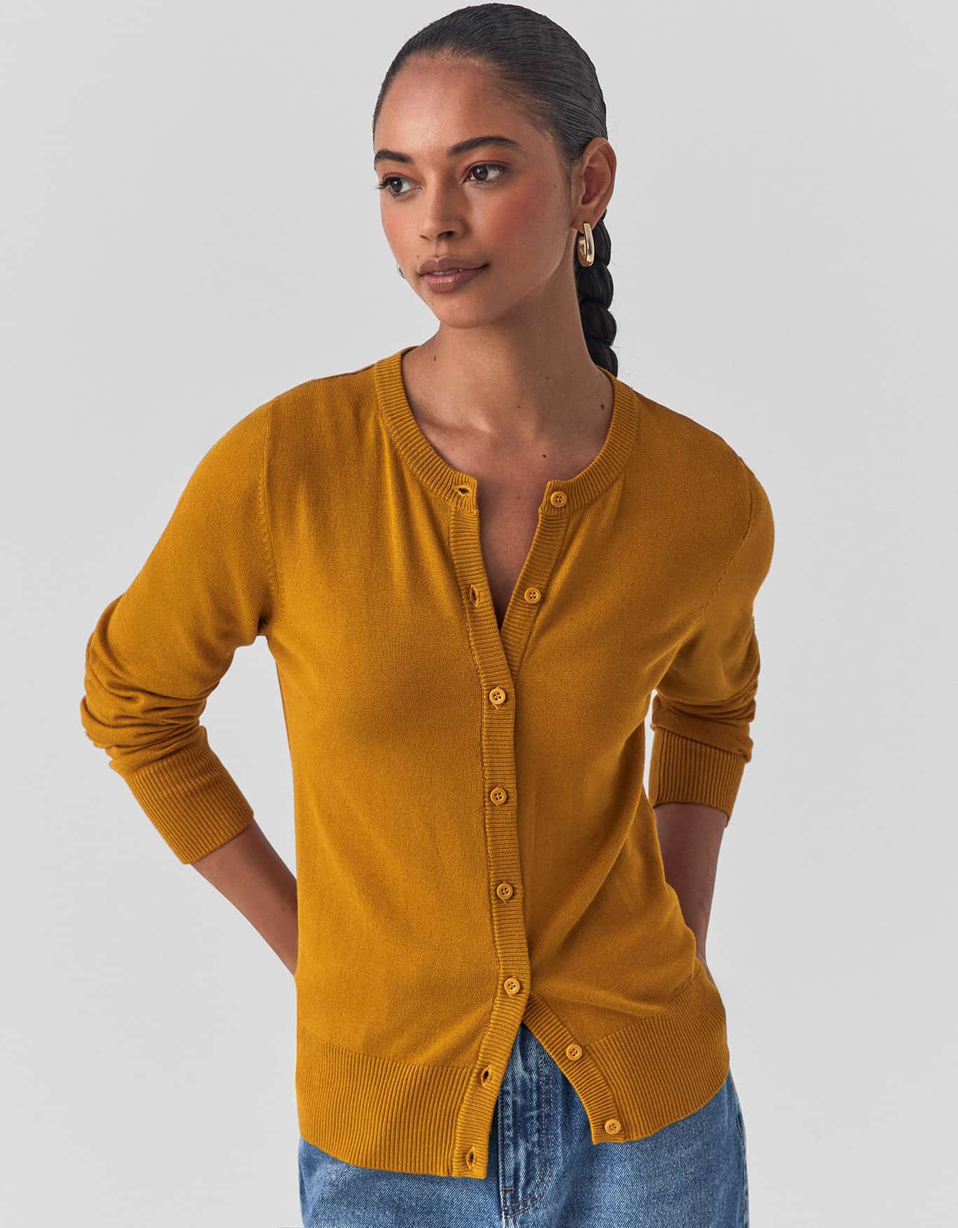 Cardigan Tricot Básico Botões