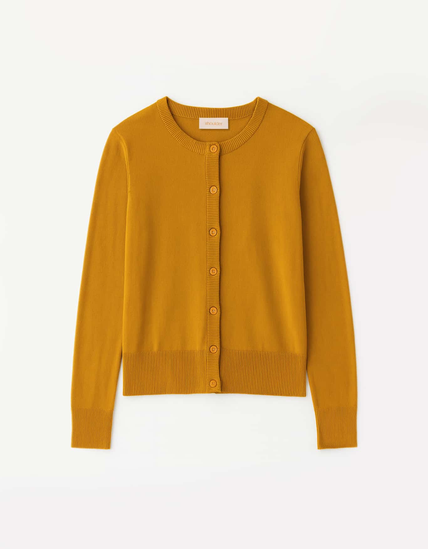 Cardigan Tricot Básico Botões Mostarda