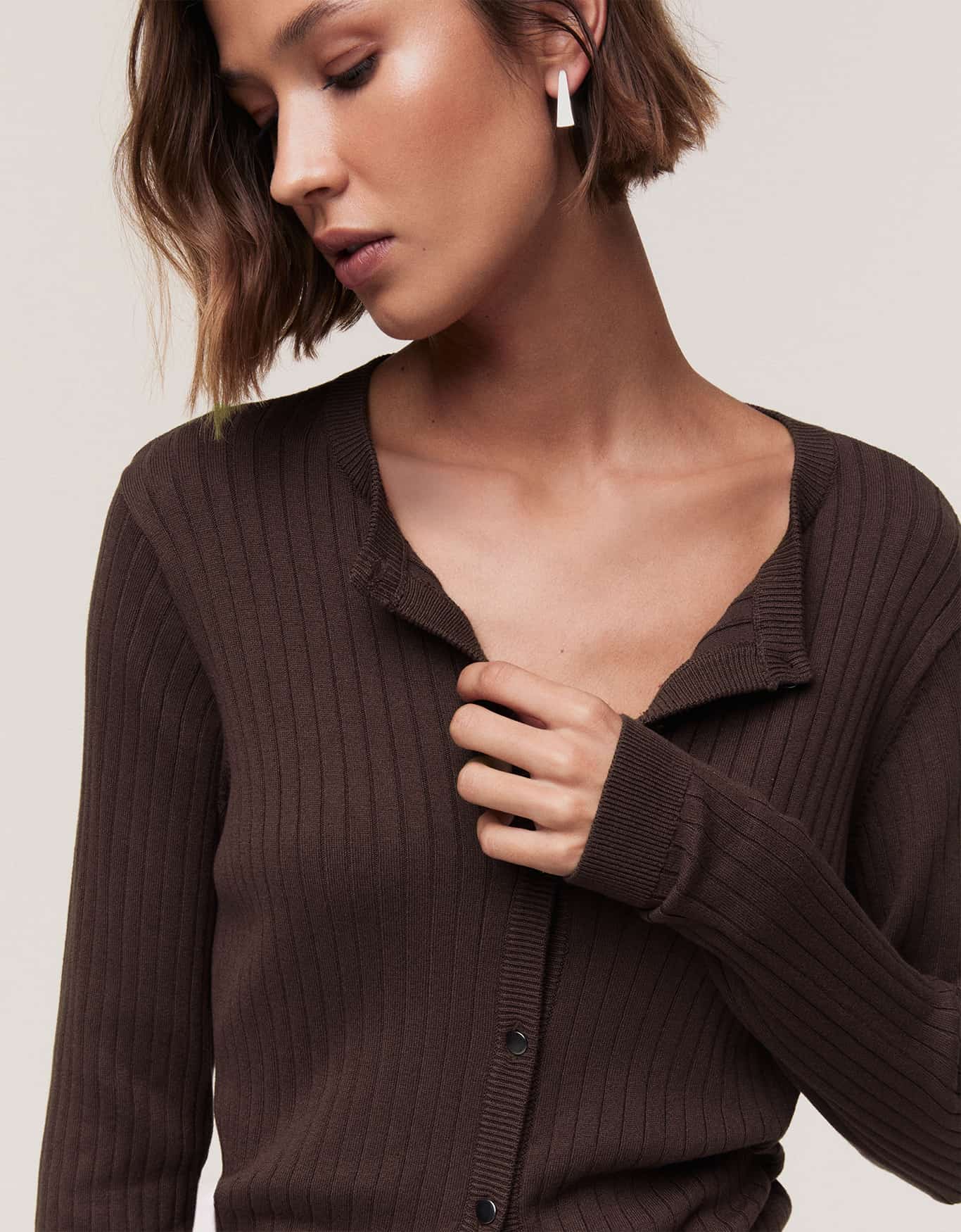 Cardigan Tricot Básico Canelado