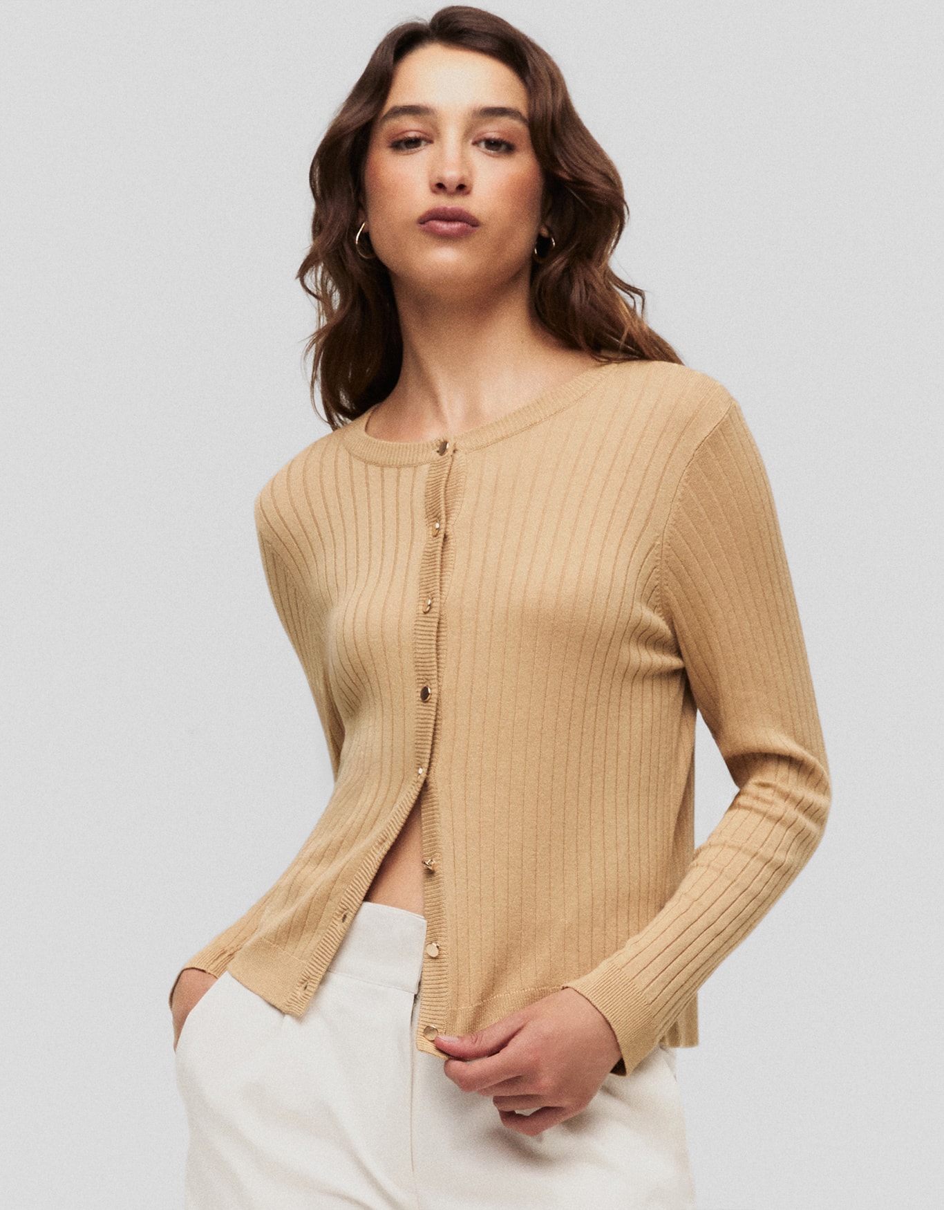 Cardigan Tricot Básico Canelado