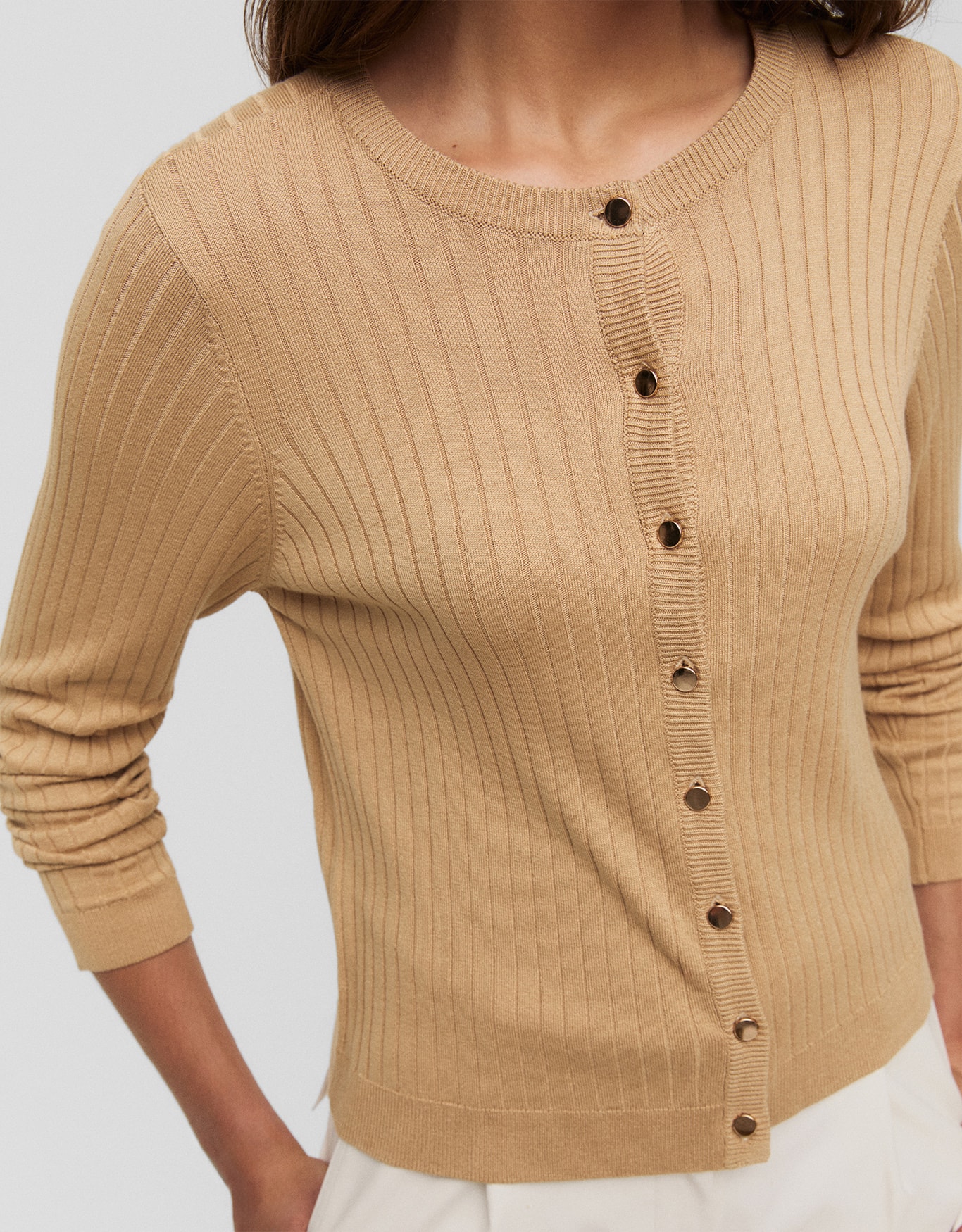 Cardigan Tricot Básico Canelado