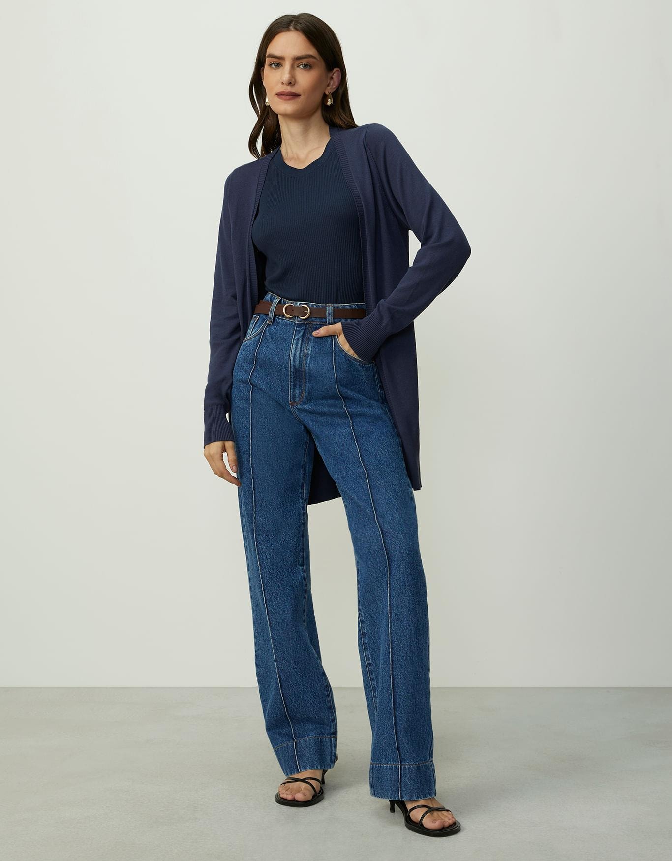 Cardigan Tricot Básico Marinho