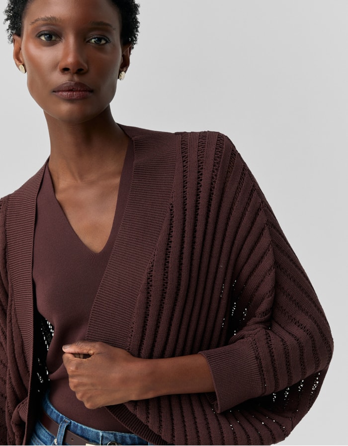 Shoulder — Cardigan Tricot Casulo Textura
