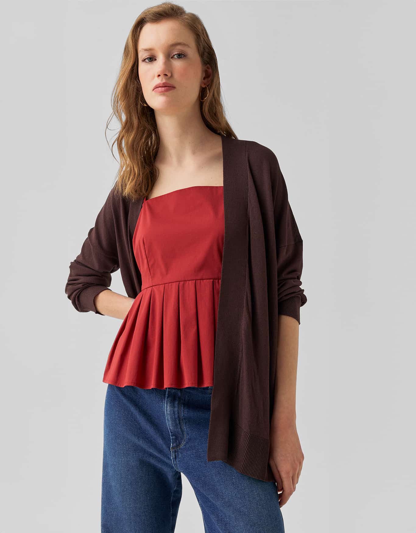 Cardigan Tricot Leve Marrom