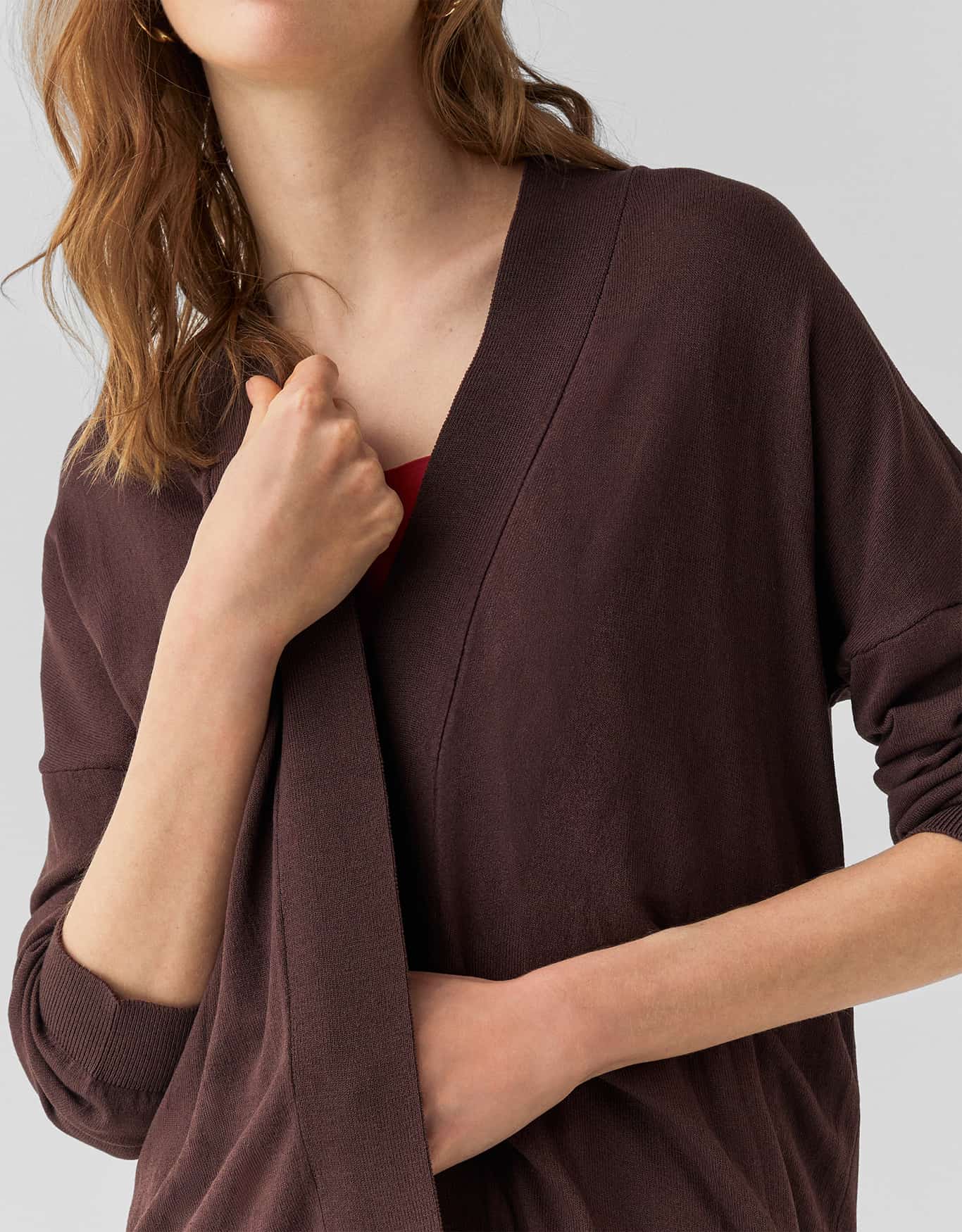 Cardigan Tricot Leve Marrom