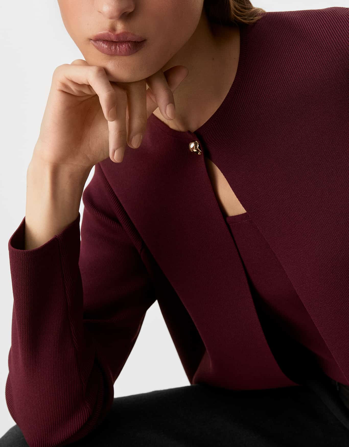 Cardigan Tricot Manga Longa Botão