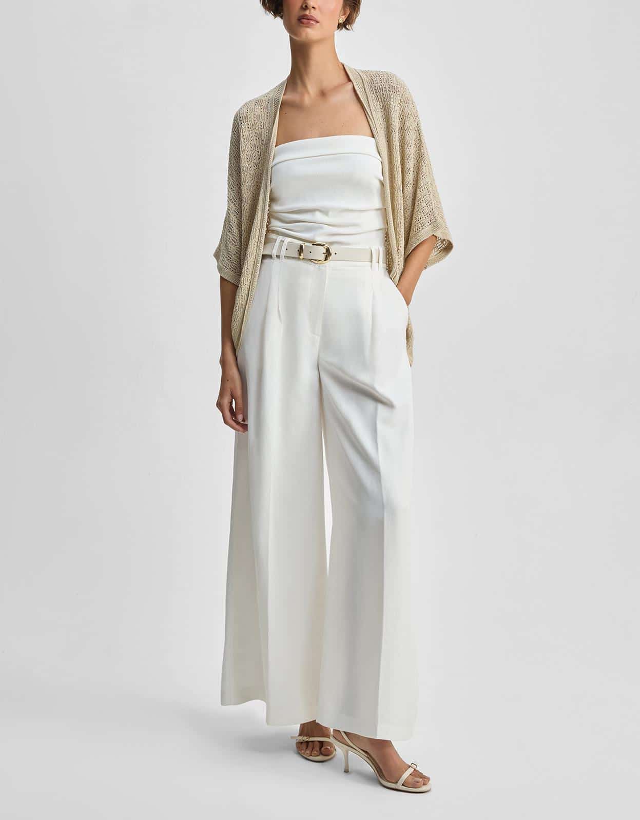 Cardigan Tricot Textura Dourado