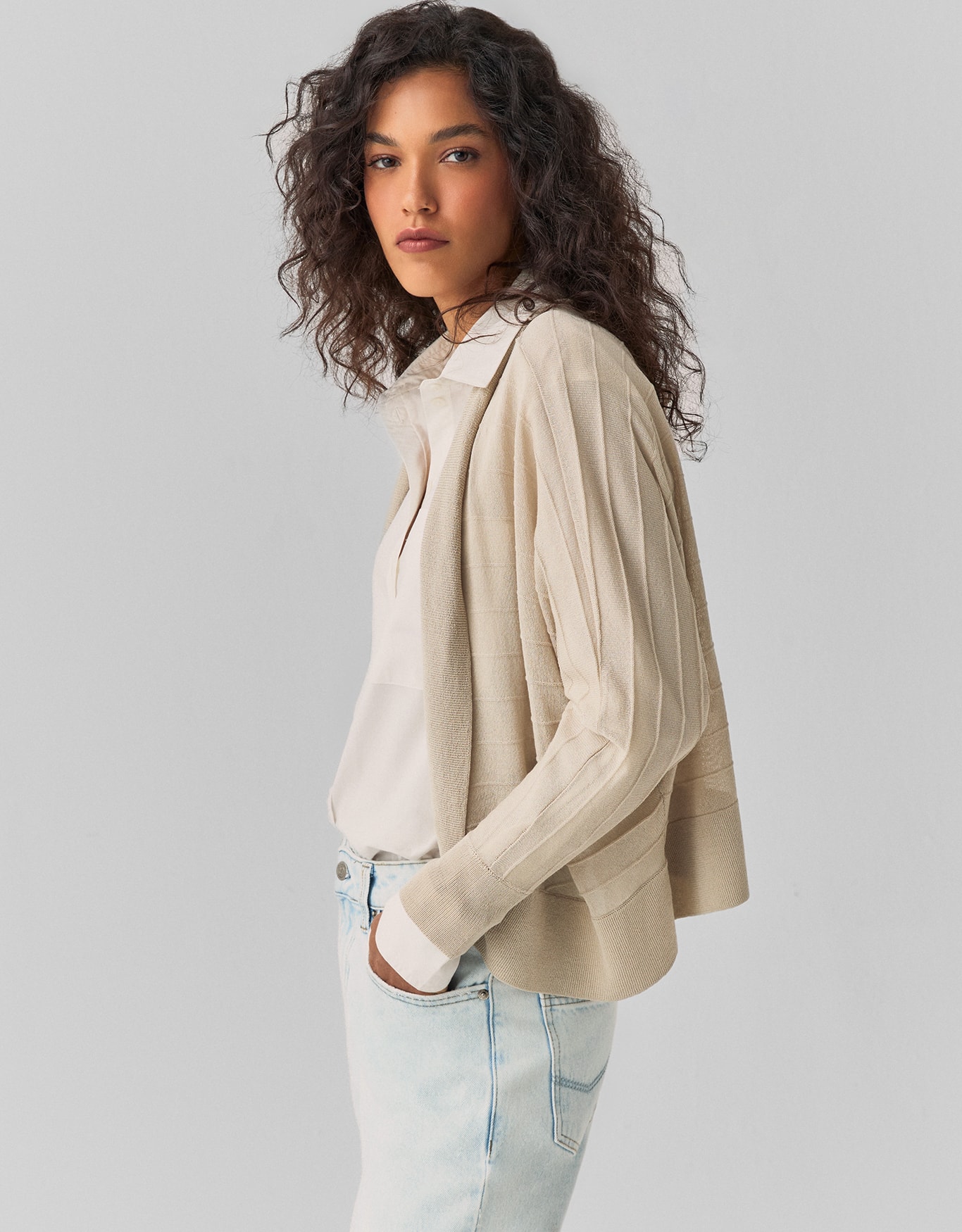 Cardigan Tricot Transparente Listras