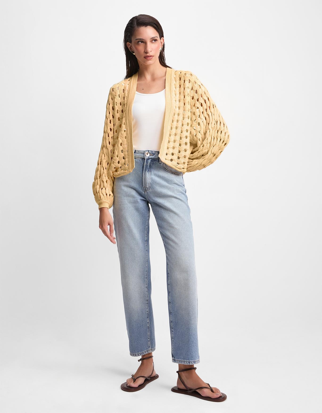 Cardigan Tricot Vazado Textura