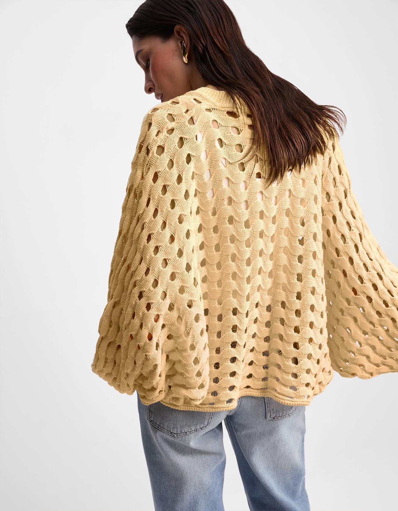 Cardigan Tricot Vazado Textura