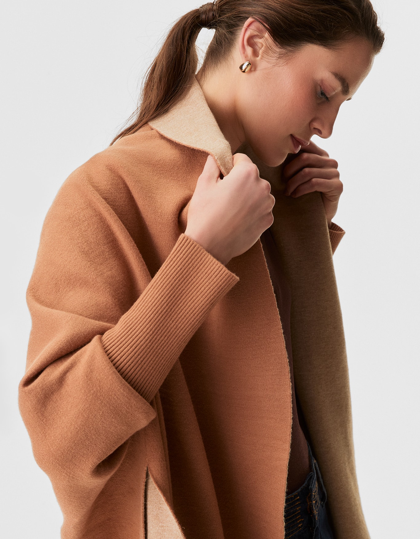 Casaco Tricot Bicolor Camel