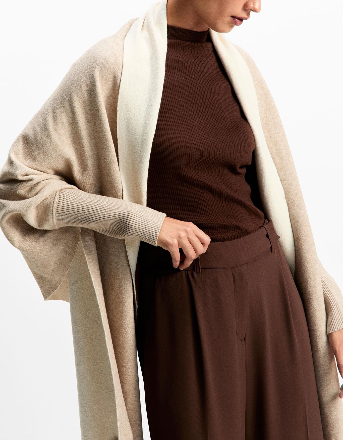 Casaco Tricot Bicolor Khaki
