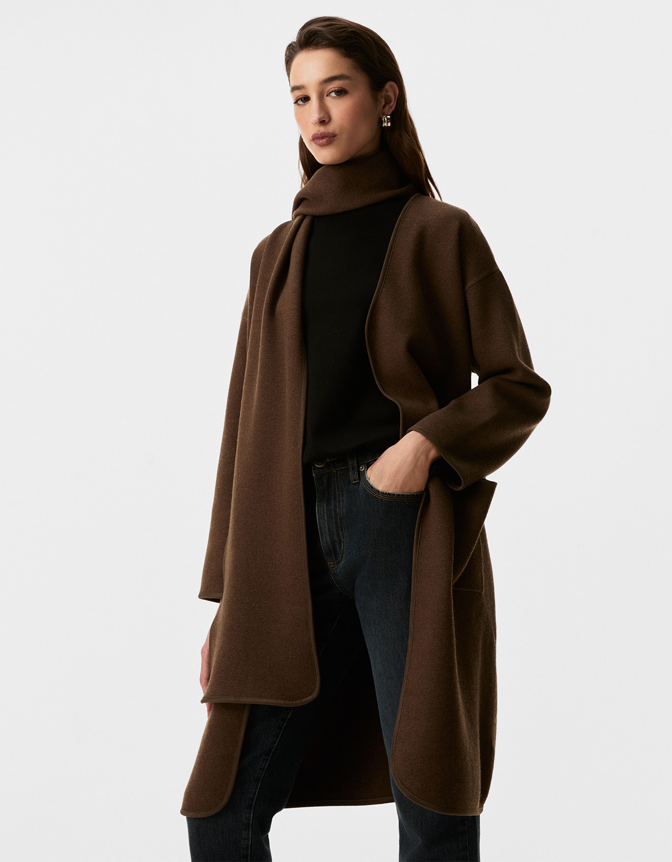 Casaco Tricot Cachecol Removível