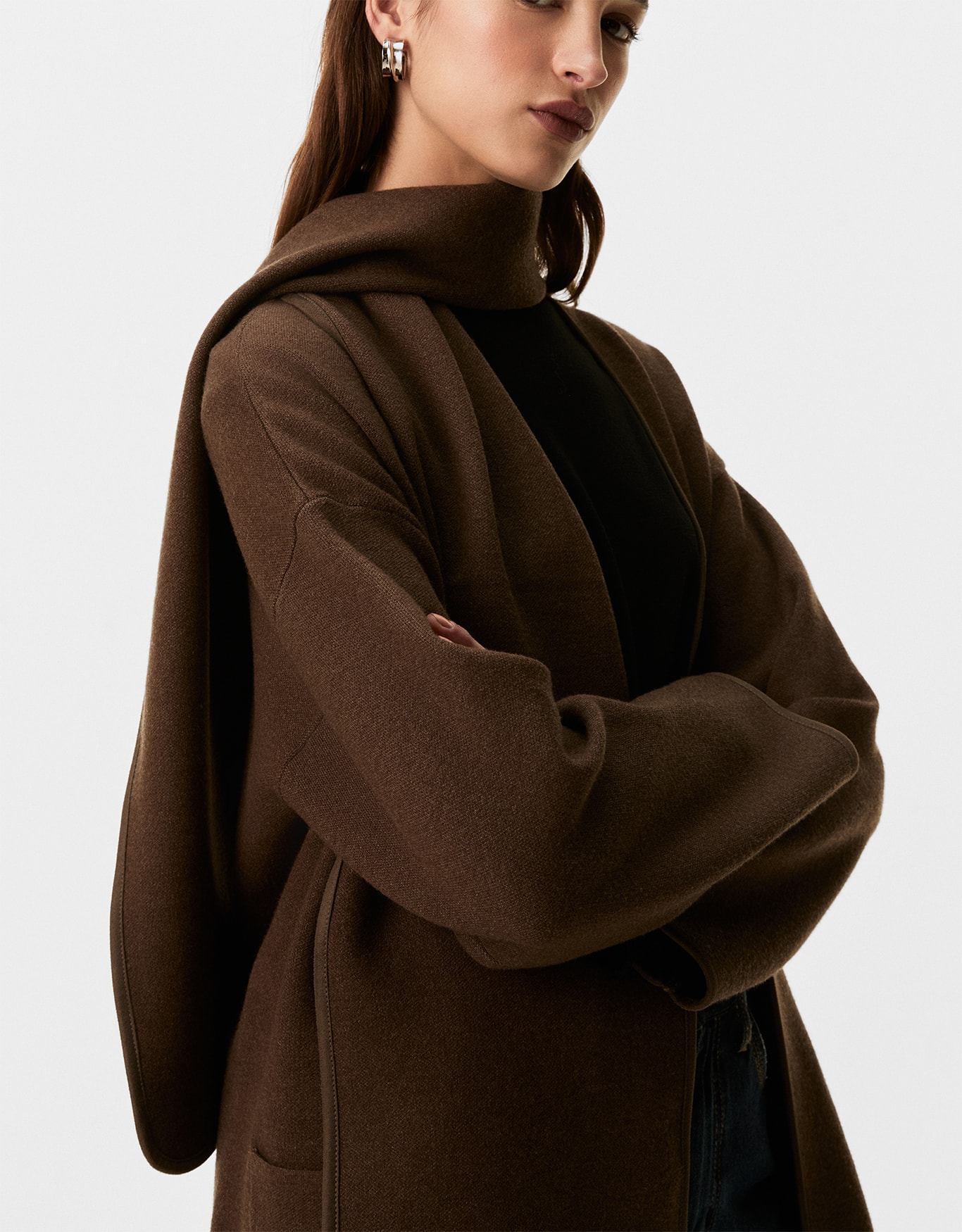 Casaco Tricot Cachecol Removível