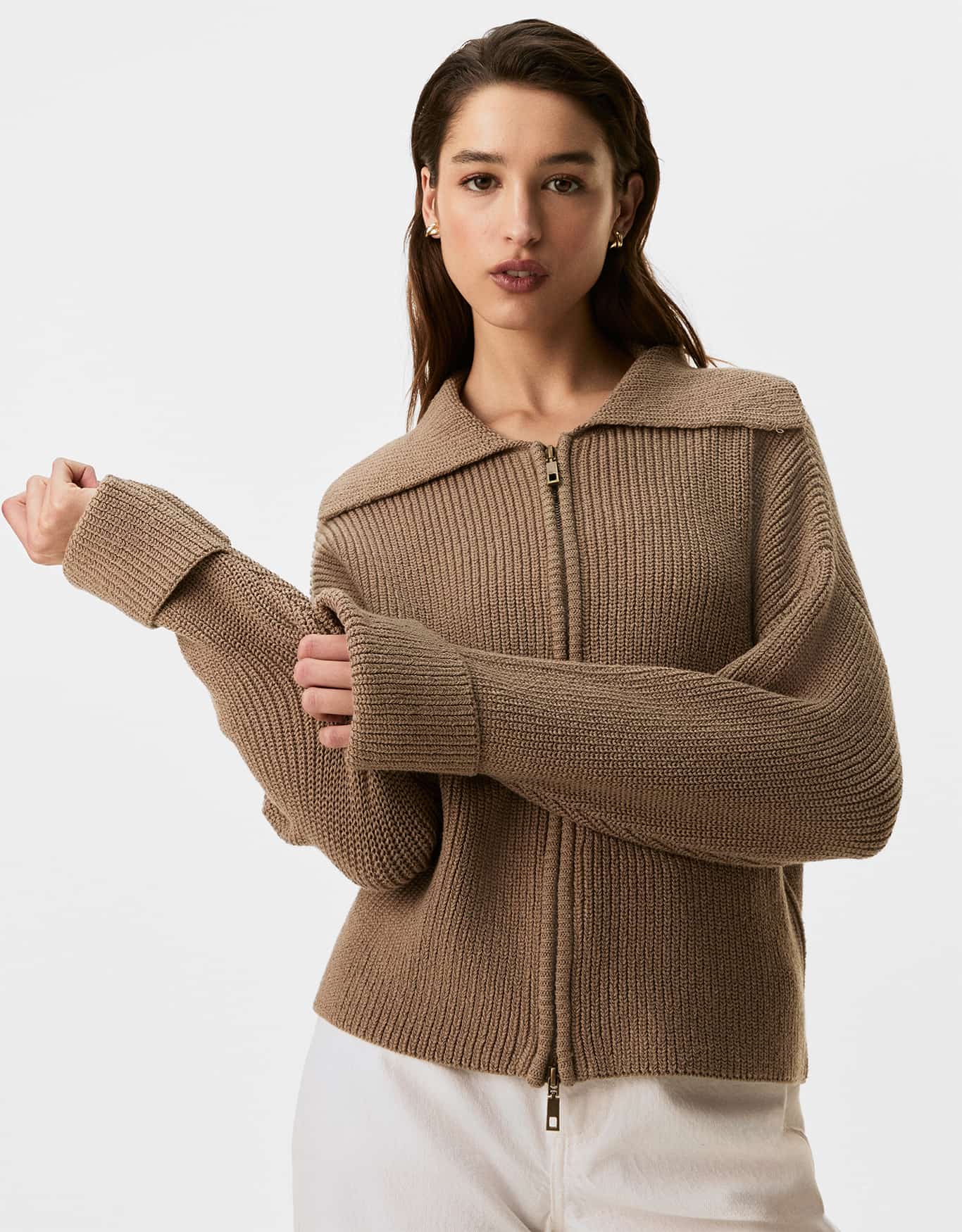 Casaco Tricot Zíper Cursor Duplo