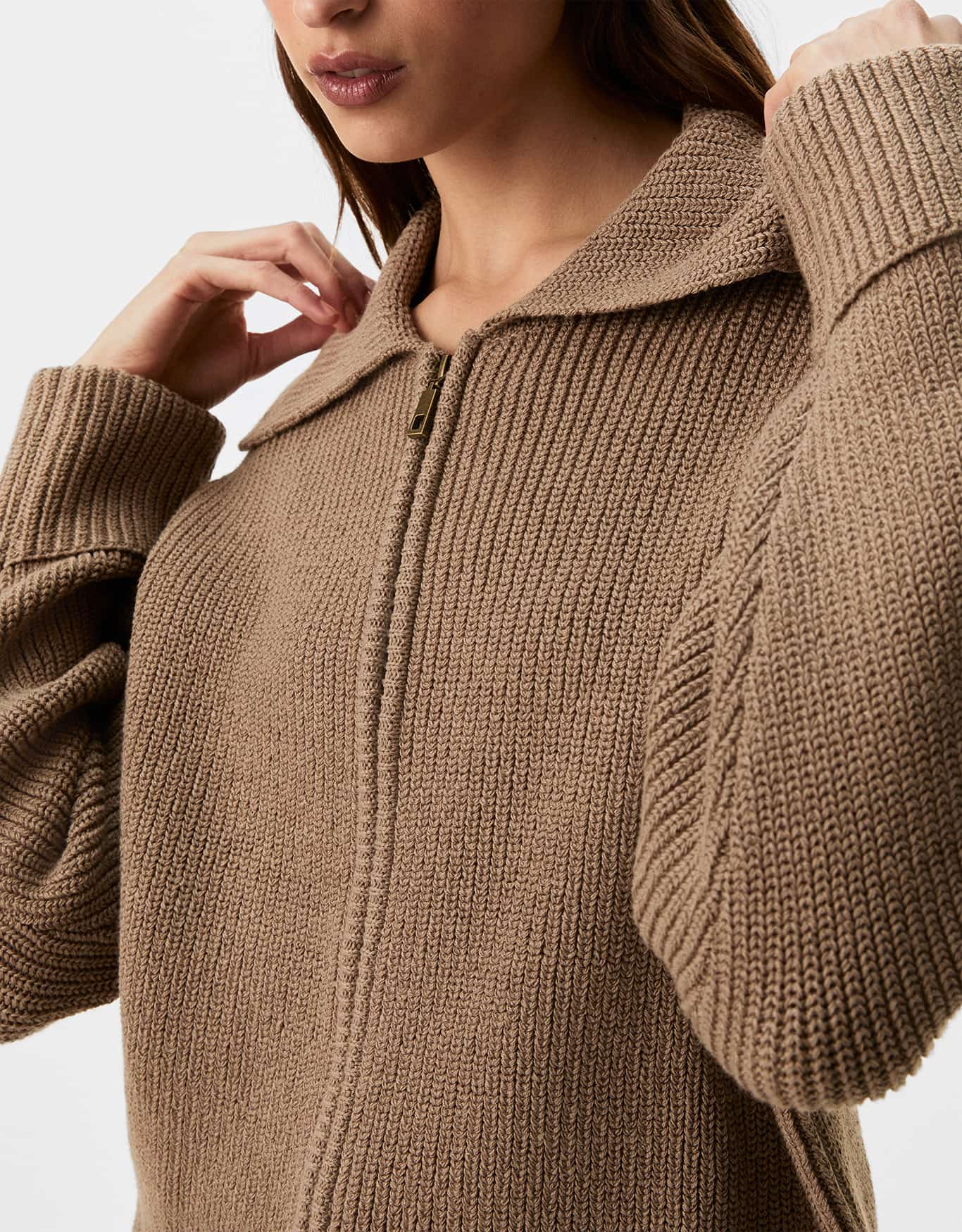 Casaco Tricot Zíper Cursor Duplo