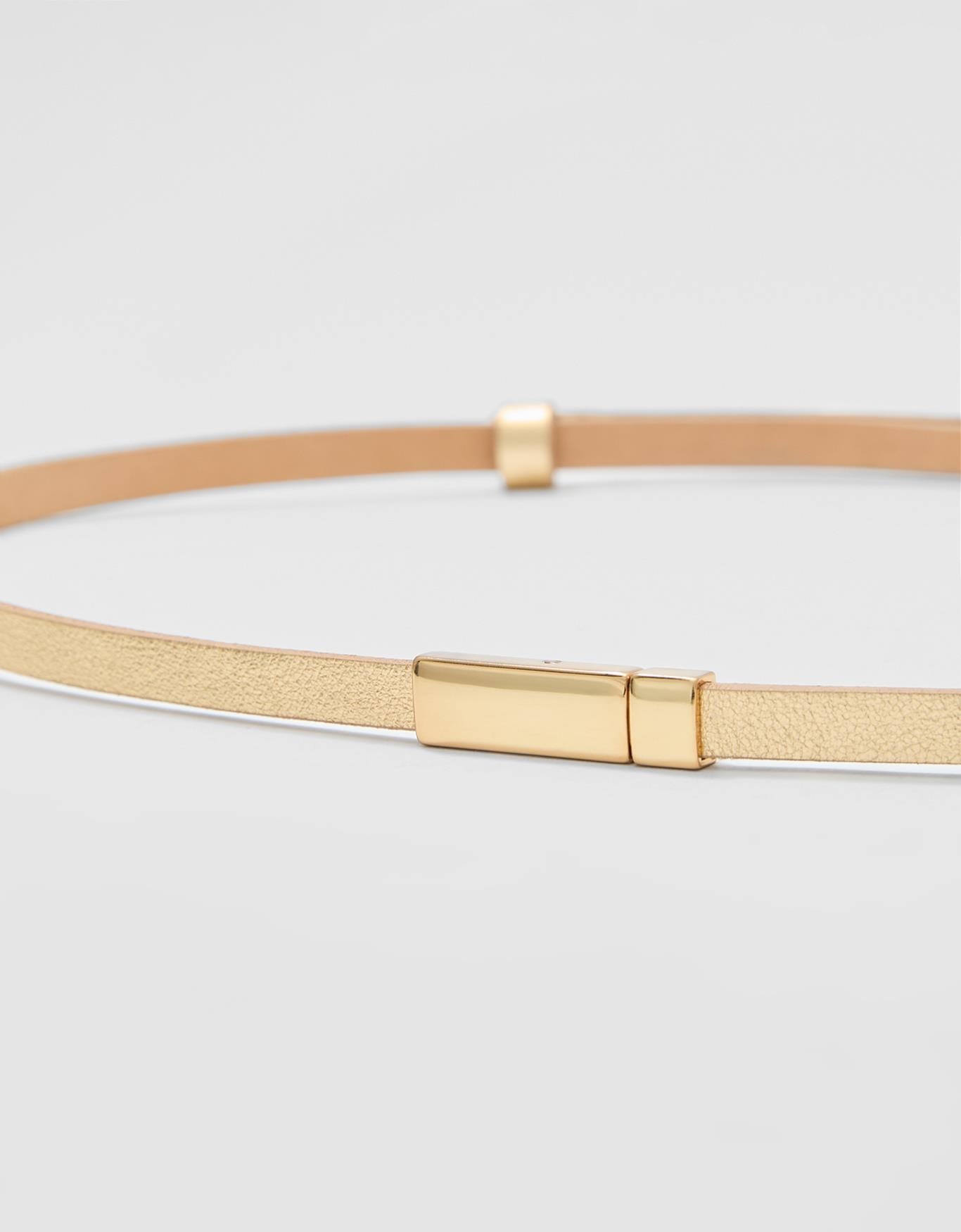 Cinto Estreito Fivela Encaixe Dourado