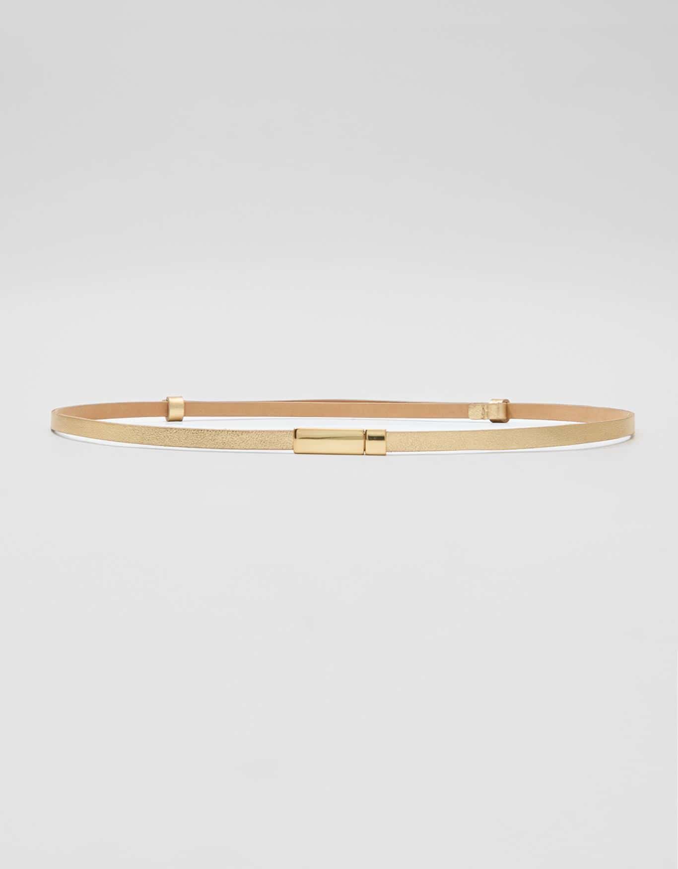 Cinto Estreito Fivela Encaixe Dourado