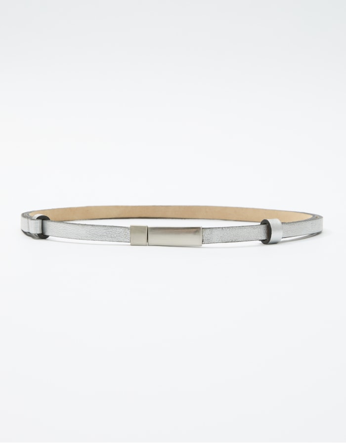 Shoulder — Cinto Estreito Fivela Encaixe Prata