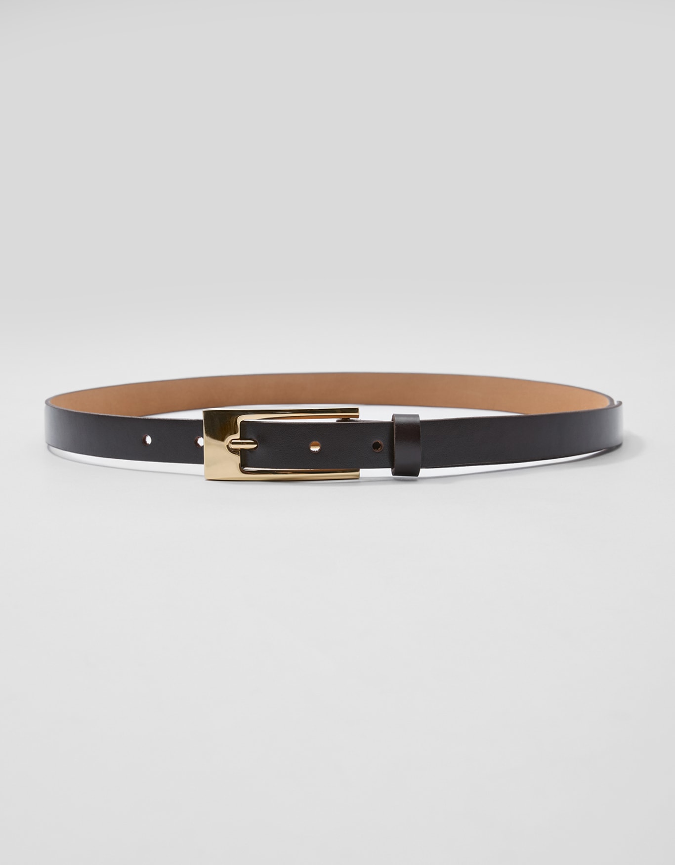 Cinto Estreito Fivela Retangular Café