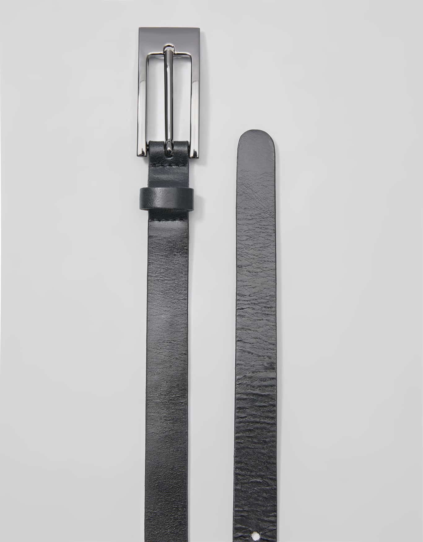 Cinto Estreito Fivela Retangular Preto