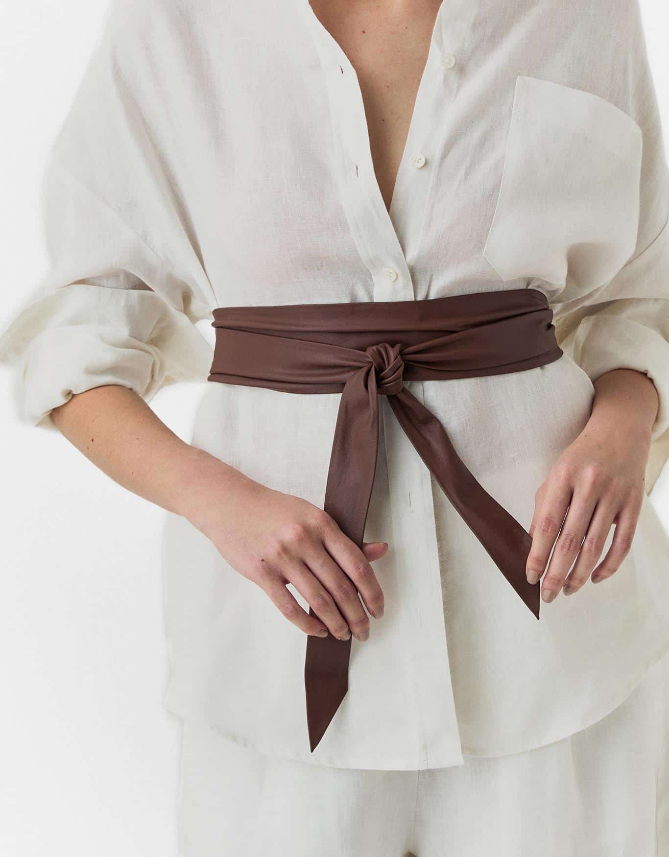 Cinto Faixa Amarração Café