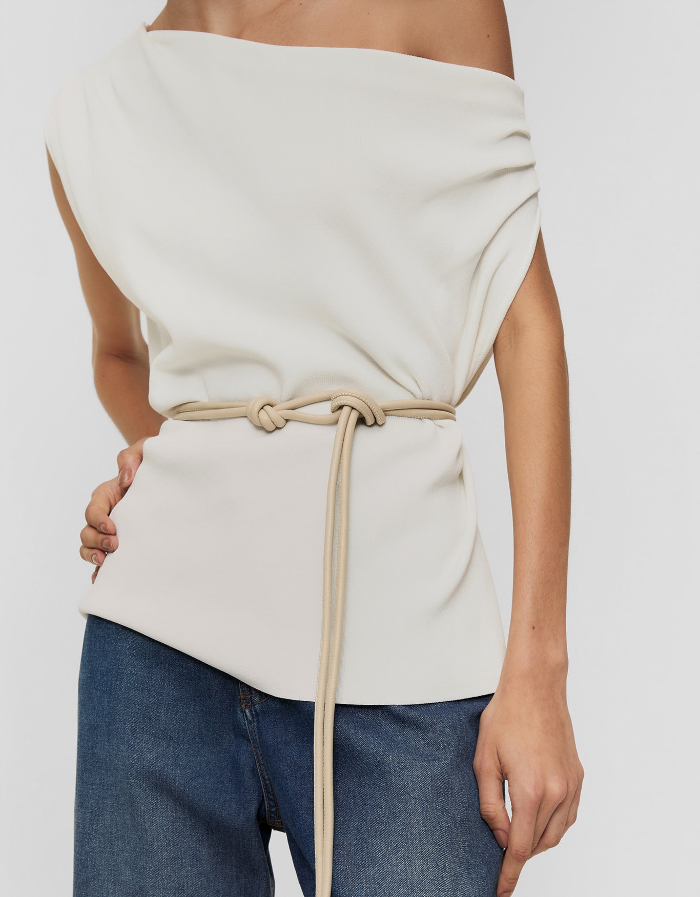 Cinto Fino Amarração Off White